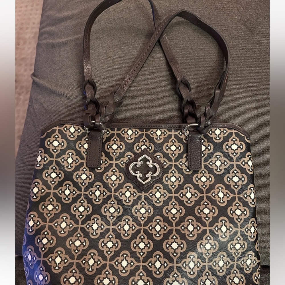 Brighton Handbag, Rich Brown Print w/leather Trim NWOT - Picture 3 of 12